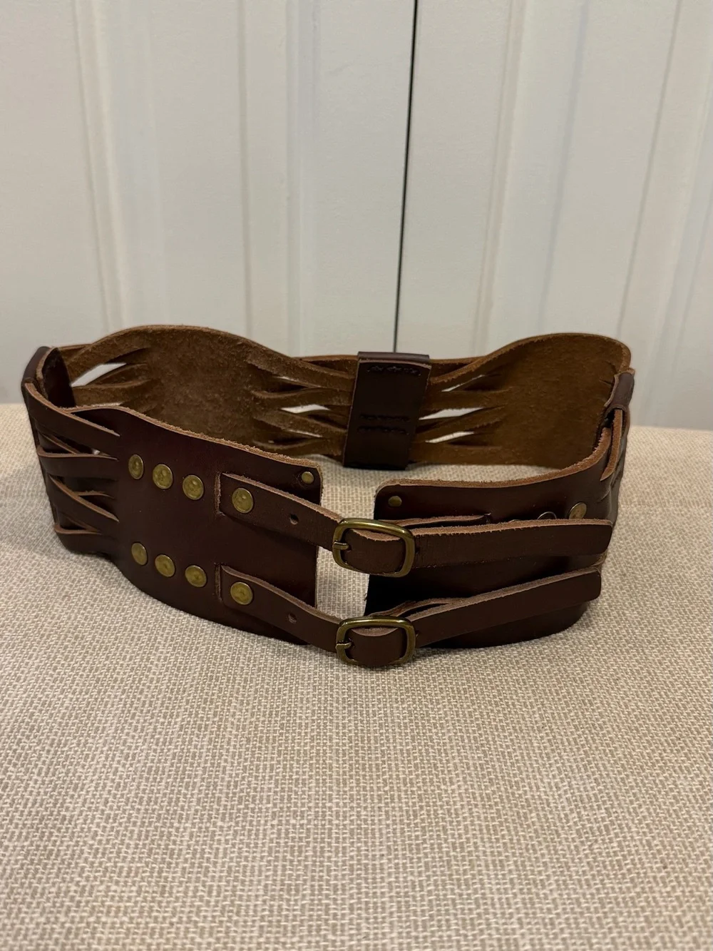 Lucky Penny Anthropologie Brown Leather Belt Braided Women’s Size S